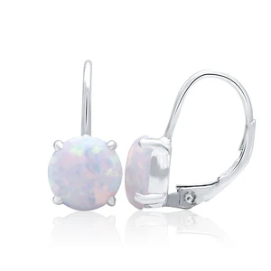 925 Sterling Accessories  Woman Silver Jewellery Huggie Opal Earrings