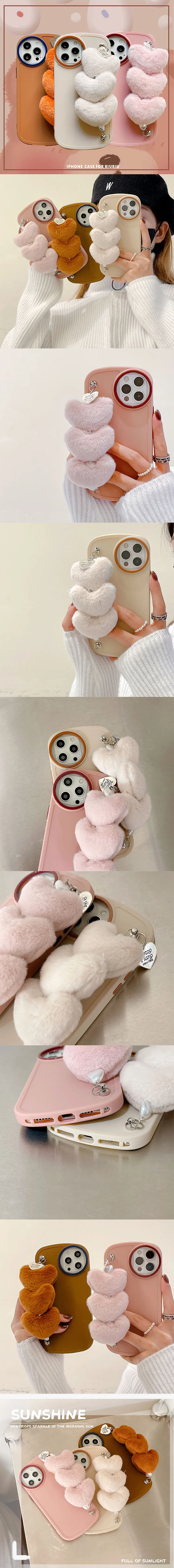 2022 Ins style big Round Camera Lens Hole mobile phone bags & cases Love plush bracelet sublimation phone cases