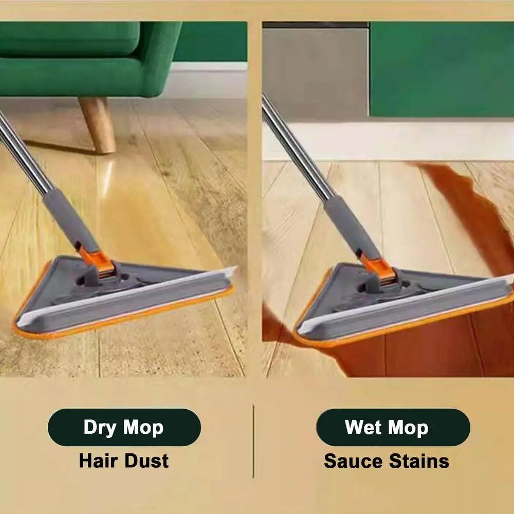 360 Degree Rotatable Triangle Deep Cleaning Mop Long Handle Window Cleaner Dry Wet Mop Dust Remover Wall Mop