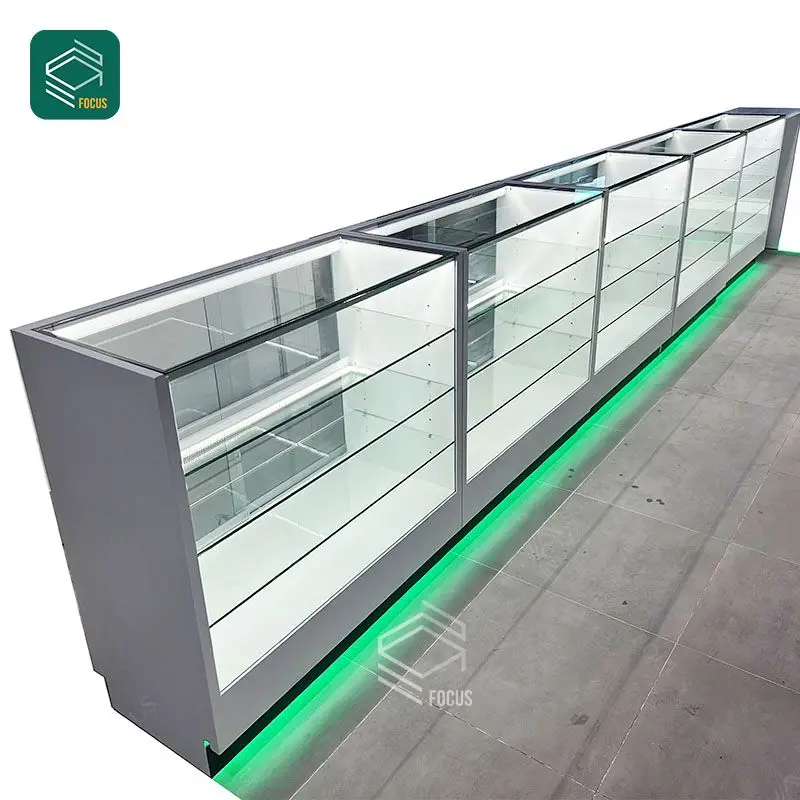 Retail Store Display Counter Countertop Glass Display Cigar Shop Display Showcase Smoke Shop Shelves