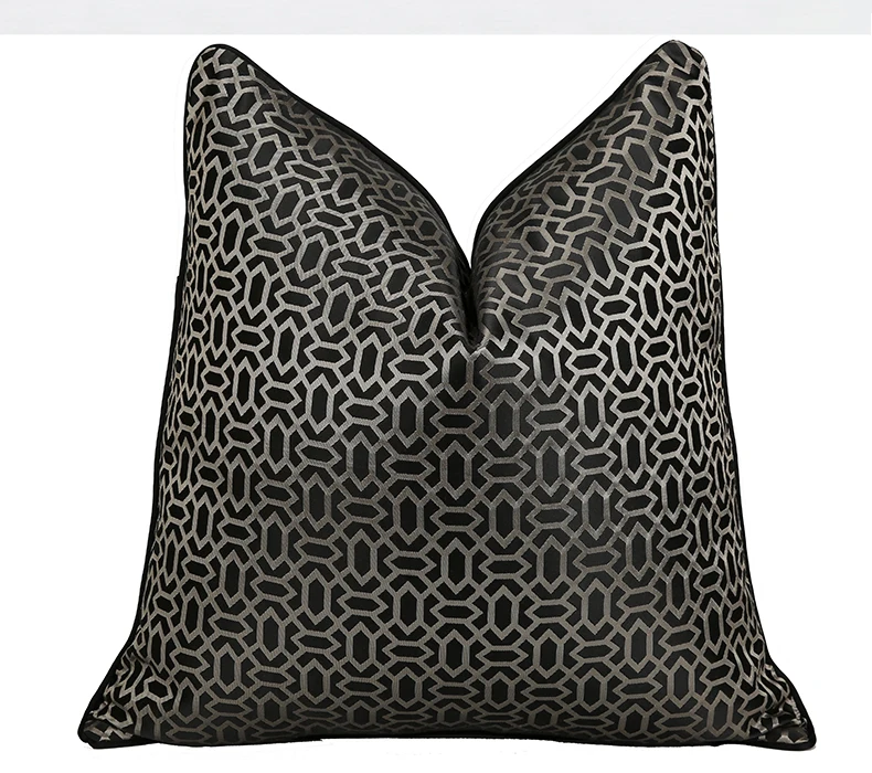 New Arrival Geometric Jacquard White And Black Home Decor Cushion Cover