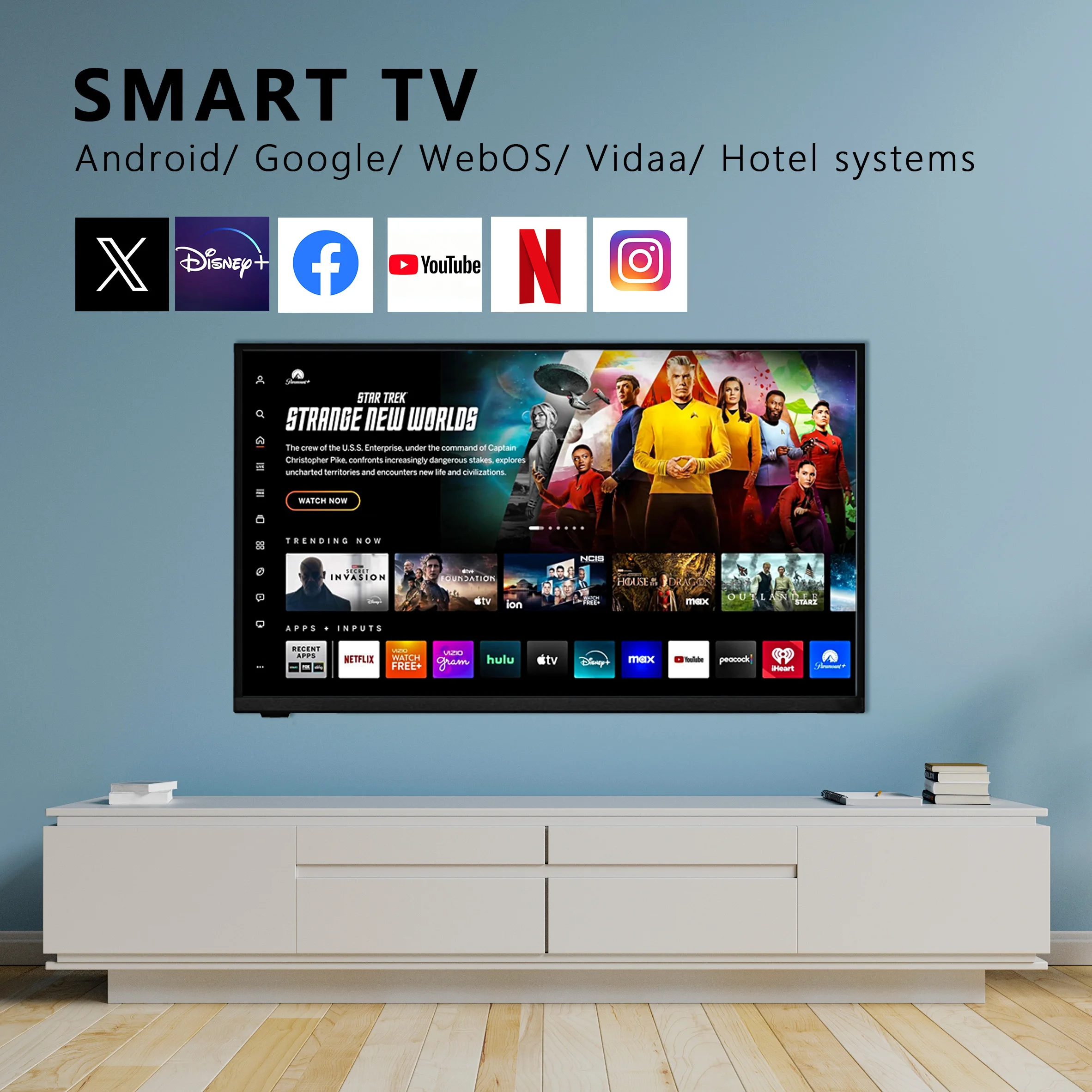 Smart TV 50 Inch 4K HDTV LED Android TV with WiFi for Hotel Use