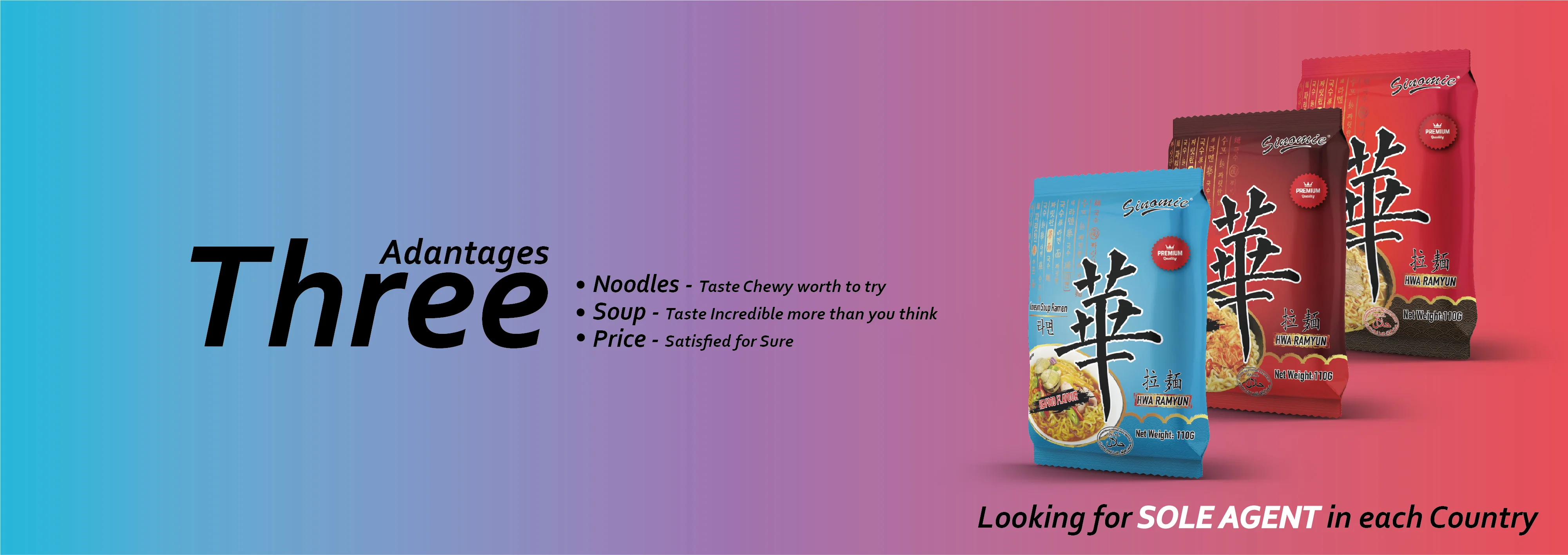 Sinomie Brand Wholesale Korean Noodles Ramen Spicy Kimchi Flavor Halal