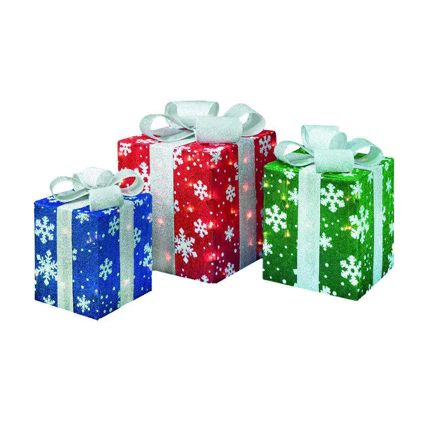 100 נורות, פנס LED מואר פנימי עם דוגמת קופסאות מתנה מנצנצות לליל חג המולד, קישוט חיצוני, אור עם דימוי