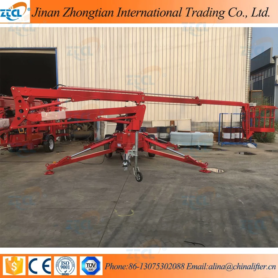 Tree Trimming Lift 360 Spin Towable Telescopic Arm Articulated Boom Lift Diesel Power Trailer Small Articulated Boom Lifts