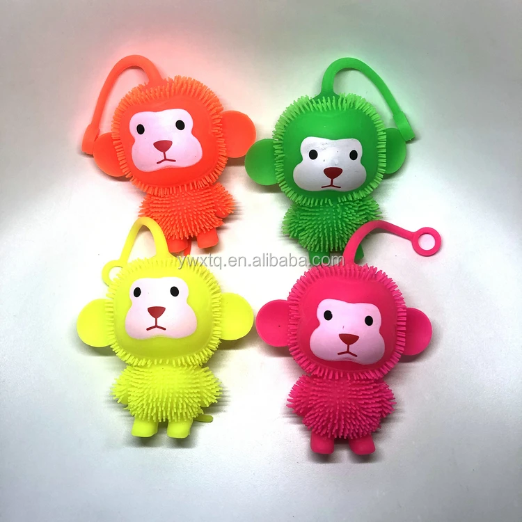 KEHUI Factory Flashing Animal Monkey Soft Puffer Ball  Toys TIKTOK  Hot Selling Promotional Toys