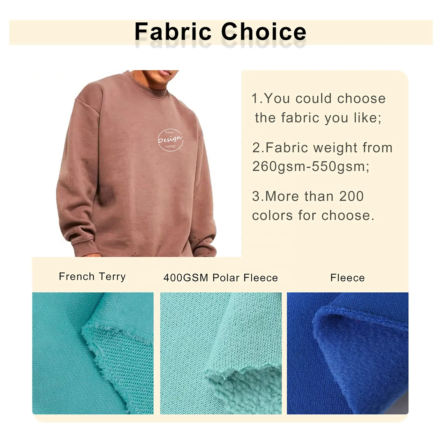 JL1214A Heavyweight French Terry 3D Embossed Sweatshirt Streetwear Embossed Crew Neck Sweatshirt Men