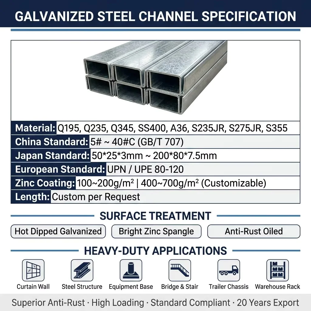 HDG Steel U Channel bar 100x48x5.3mm for Weather Resistant Building Manufacturer