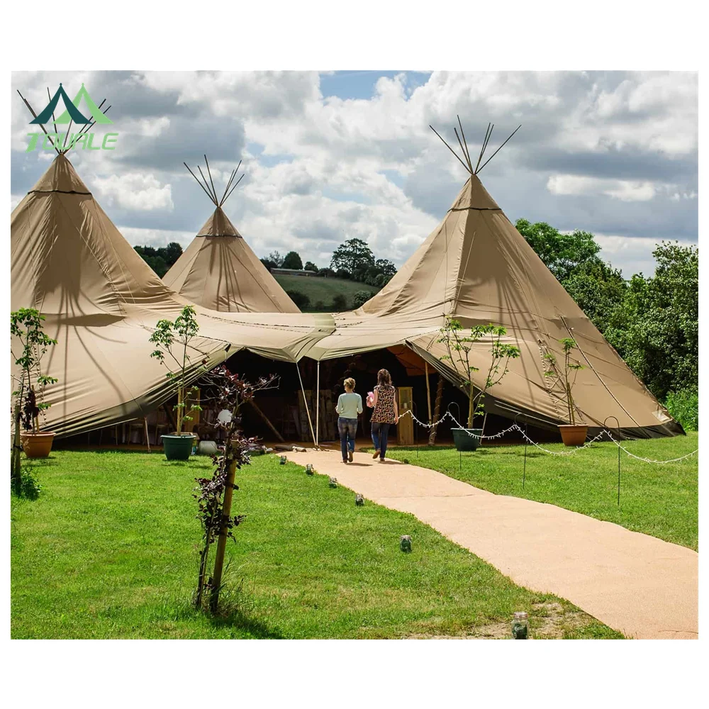 Outdoor Large Wedding Event Wooden Canvas Tipi Tent Luxury Hotel