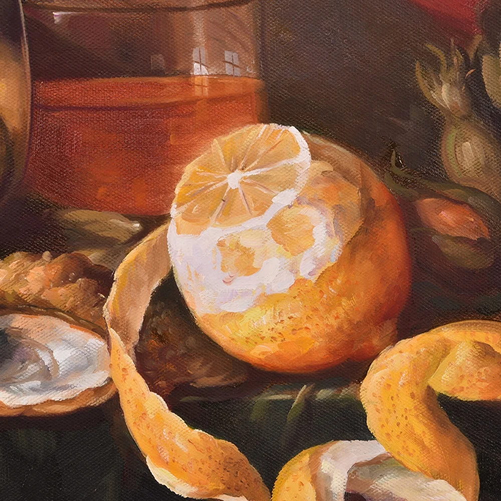 Custom Famous Arwork Classical Still Life Table Fruits Wine Bottle Oil Painting