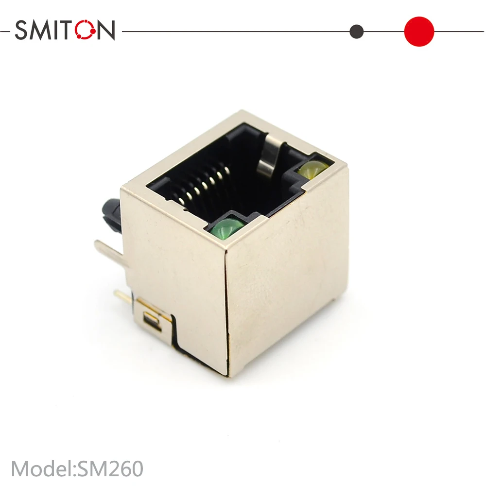 8P8C 8Pin PCB Shield RJ45 Connector Ethernet Jack with LED