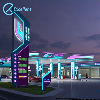 Outdoor Led Lighting 3D Canopy Fascia Gas Station Client Design Illuminated  Strip Advertising Signboard