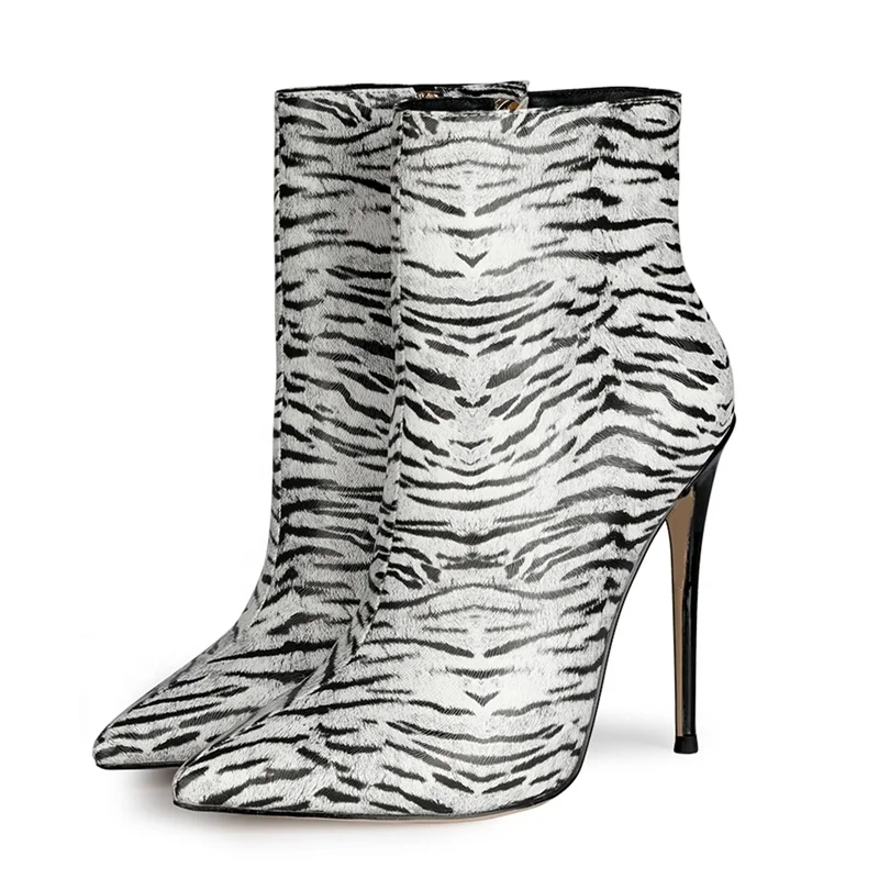 Zebra Print High Heel Women Boots Pointed Toe Fashion Shoes Booty Sexy Ankle Boots For Ladies Customized Big Size 47 Buy Sexy Women Ankle Boots Girls High Heel Ankle Boots Women Shoes Booty