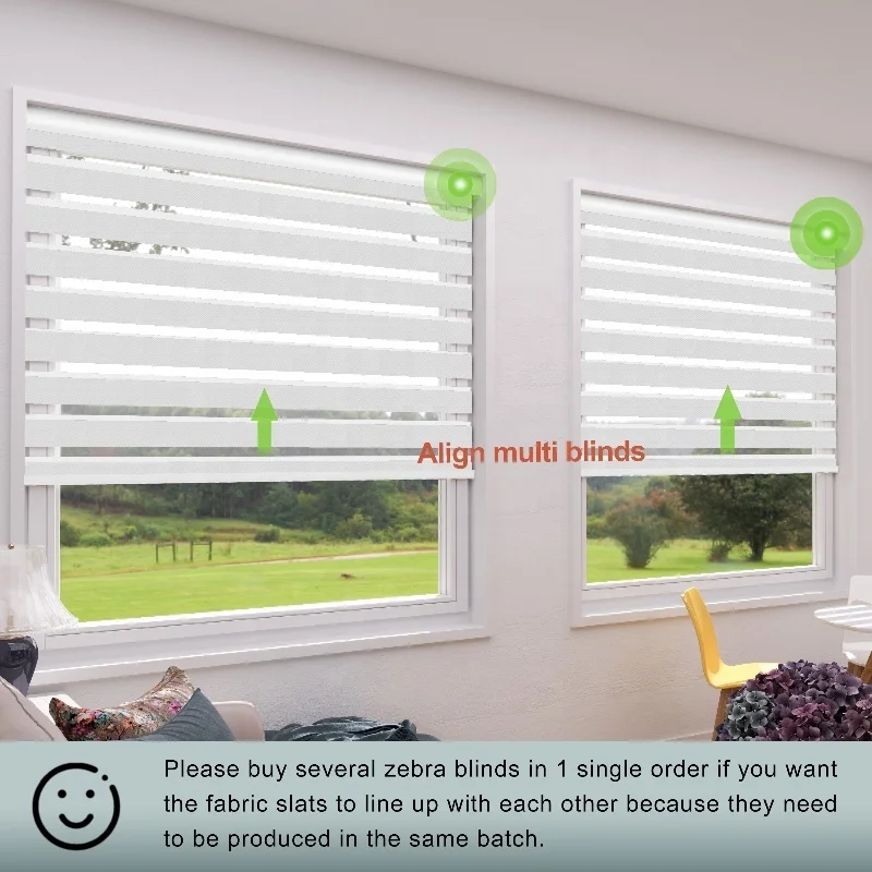 Double Layer Zebra Roller Blinds WiFi Smart Control Day and Night Shade Motorized Zebra Blinds