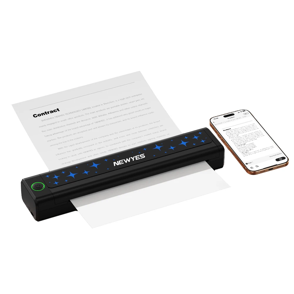 NEWYES Business Wireless Inkless Document Printer Mini A4 Portable Thermal Printer