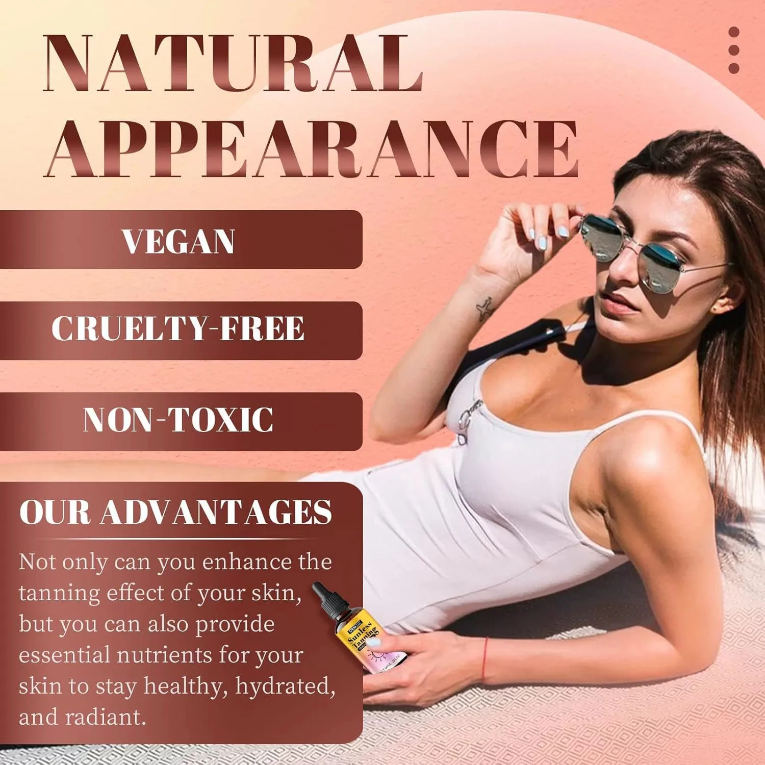 OEM Private Label Moisturizing Bronzing Tanner Tanning Drops Sunless Oral Tanning Drops Drink