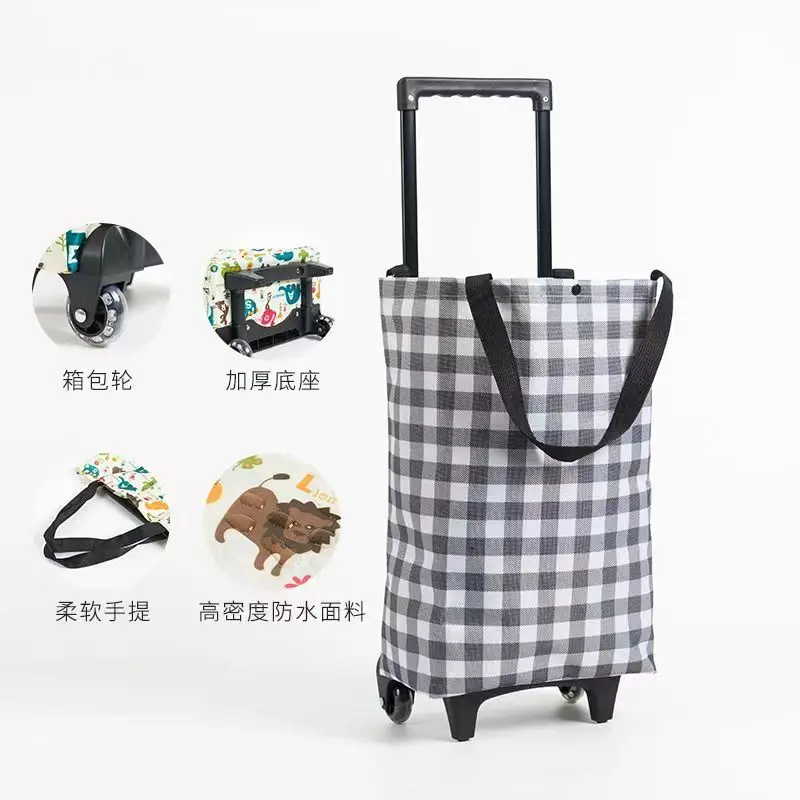 Reusable Wholesale Plastic Shopping Cart Bag Supermarket Elderly Personal Rolling Mini Folding Shopping Trolley Cart