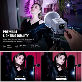 NEEWER HS60B Mini Video Light with App Control 60W Handheld Portable Bi Color COB LED Continuous Output Lighting with 35000lux detail image