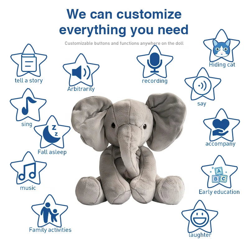 Custom High Quality Grey Elephant Stuffed Animal Plush Toy Design Your Own Plusies for Kids