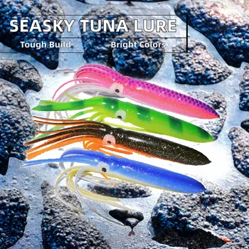 SEASKY 18cm 15g Soft Plastic Tuna Fishing Lure Printed Saltwater Jigging Squid Skirt for Snapper and Shark – Soft Lure – view 3