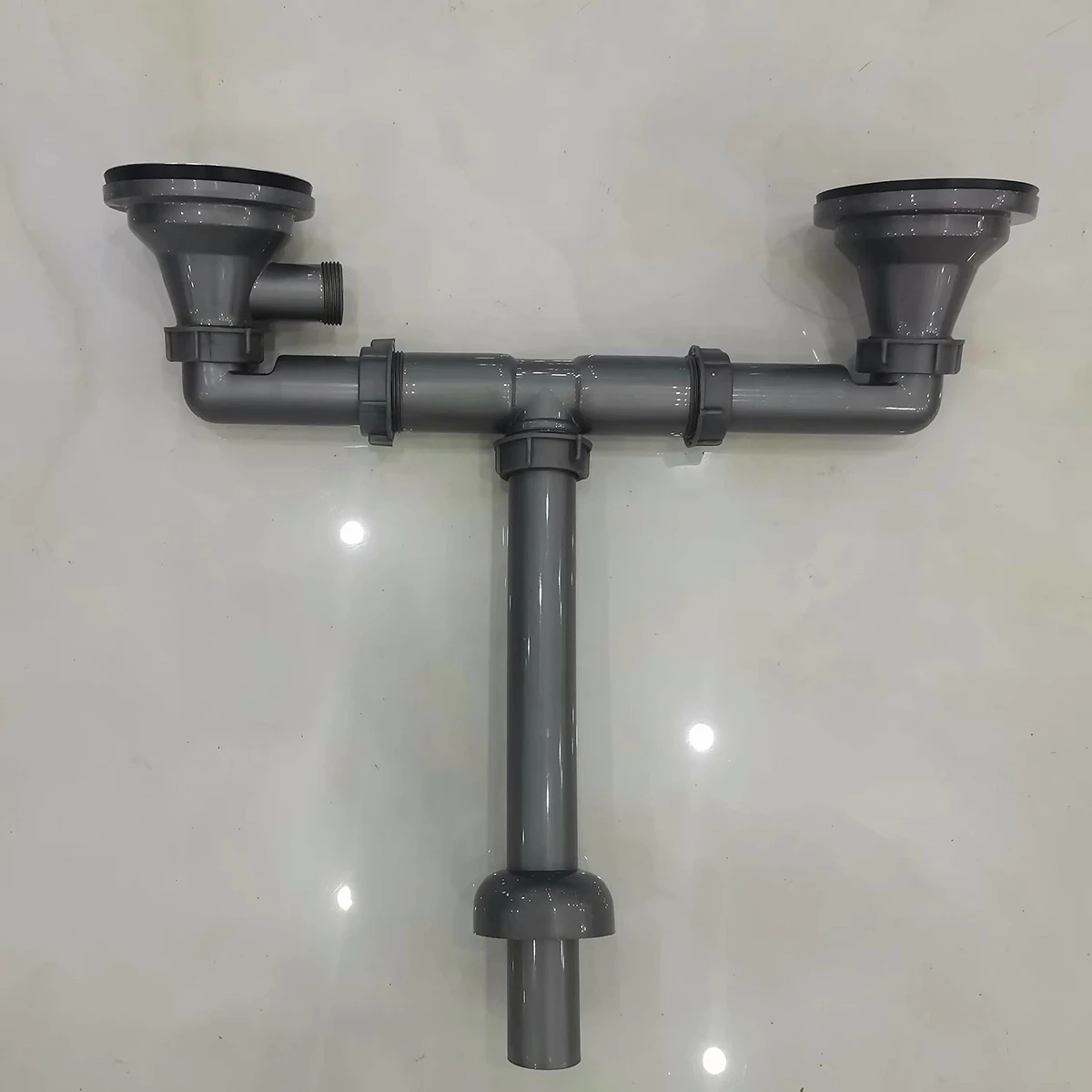 product south america hot sale pp materials sink drain kit for double kitchen sink multi function t trap pipe adjustable for wall drain723-4