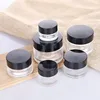 transparent jar with black lid