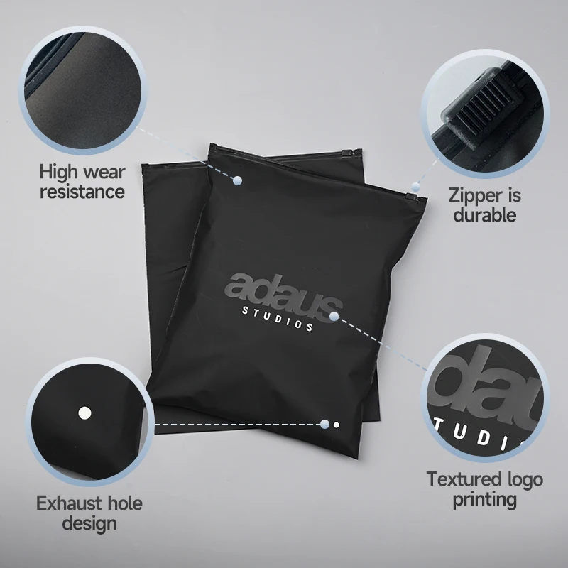 Custom Transparent Pe Slider Zipper Lock Bags Frosted Zipper Plastic Packaging Bags for Clothes for Garment