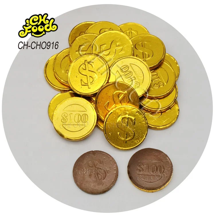 Halal Wholesale Hot Selling Golden Chocolate Coin Sweet Candy OEM Snack Food
