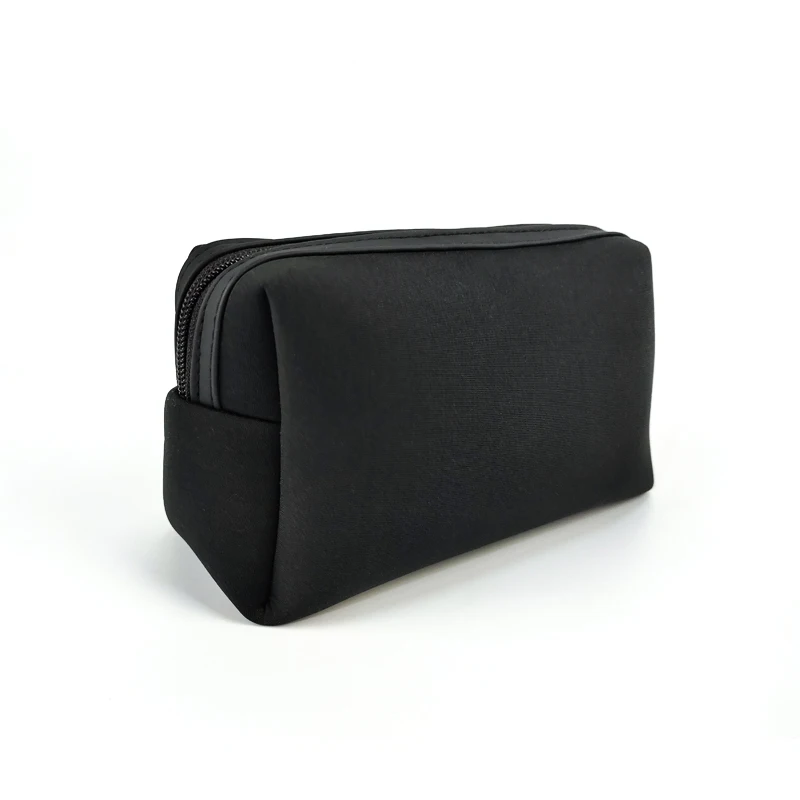 Custom Mini Toiletry Makeup Bag Light Soft Makeup Case Black Simple Travel Cosmetic Bag