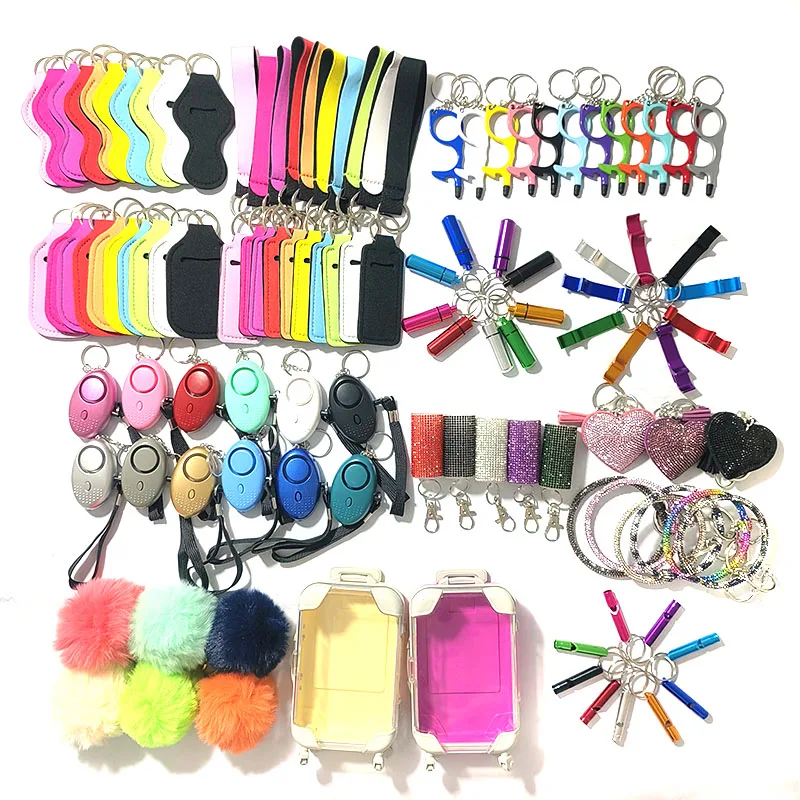 Custom Spray Shell Women Self Defense Key Chain With Diamond Metal