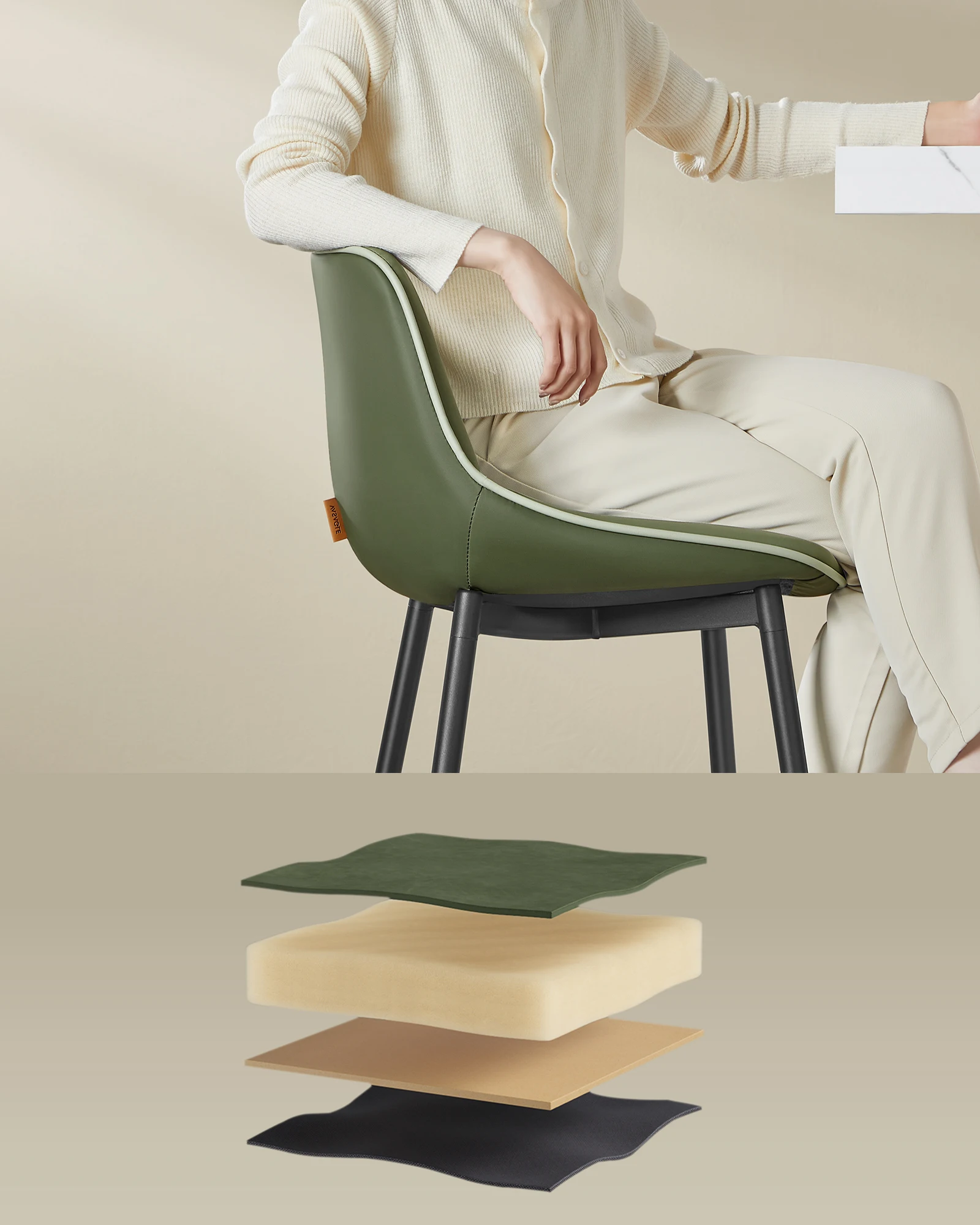 VASAGLE Synthetic Leather Bar Stools Set of 2 High Stool bar Chairs for Kitchen Island Green Bar Stools with Ergonomic Backrest