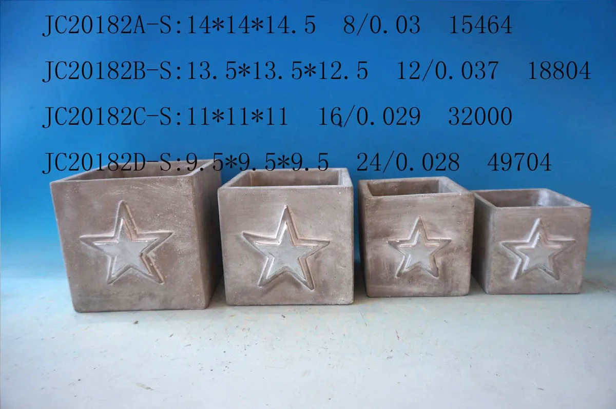 JC51 European Candle Stand Home Decor Square Matte Cement Candle Jars Star Golden Silver Cement Candle Holder