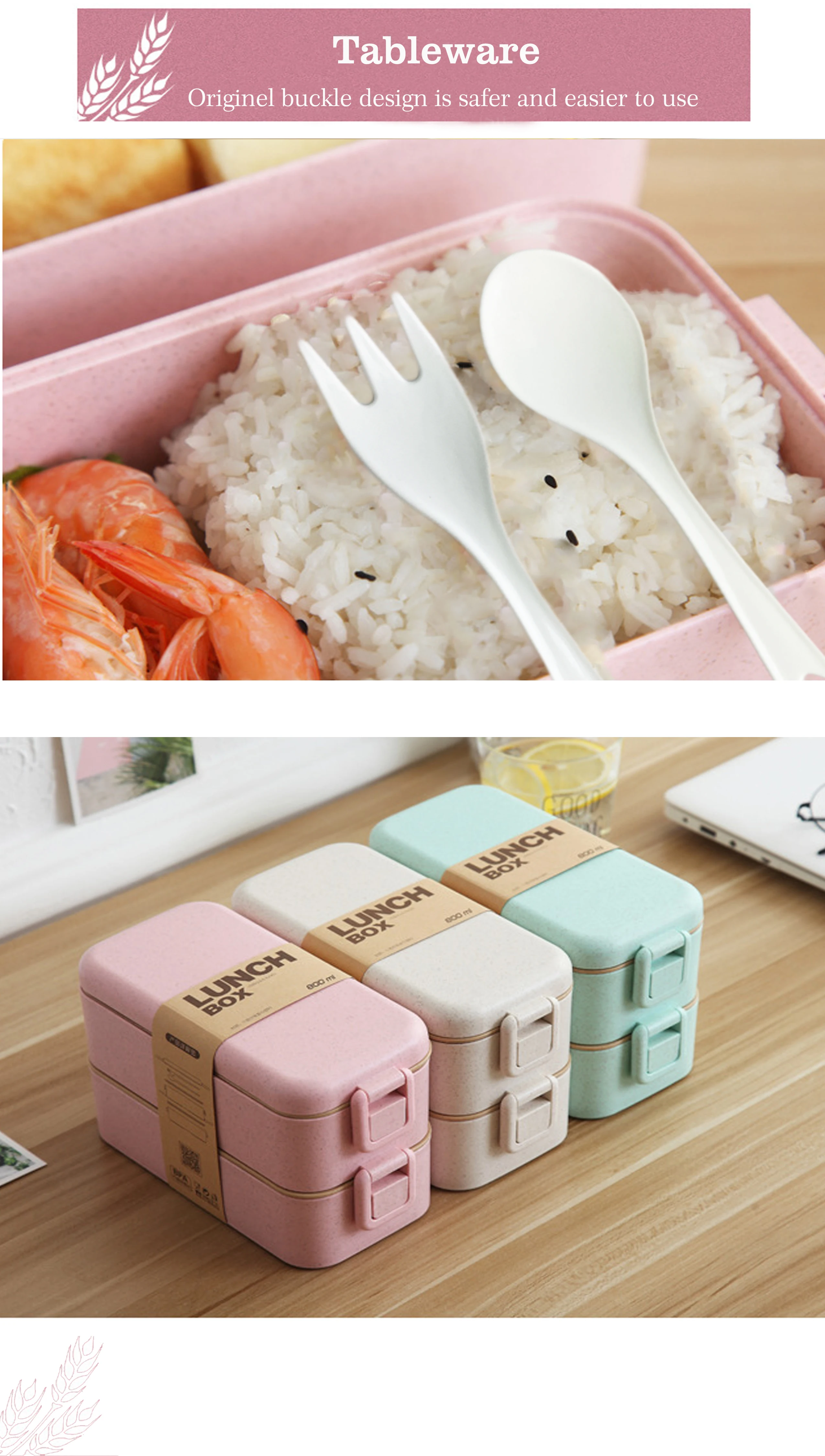Cheap Environmentally Friendly Office Bento Boxes Heatable Japanese Stack Container Recycled Lunch Box