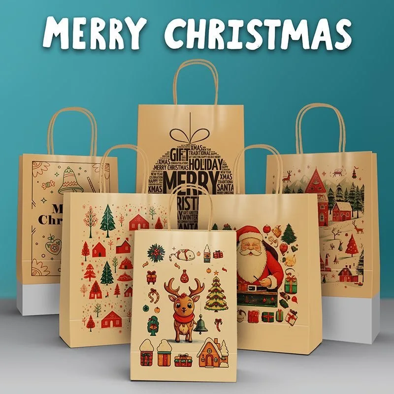 Lipack Custom Biodegradable Kraft Paper Gift Bags Mini Christmas Paper