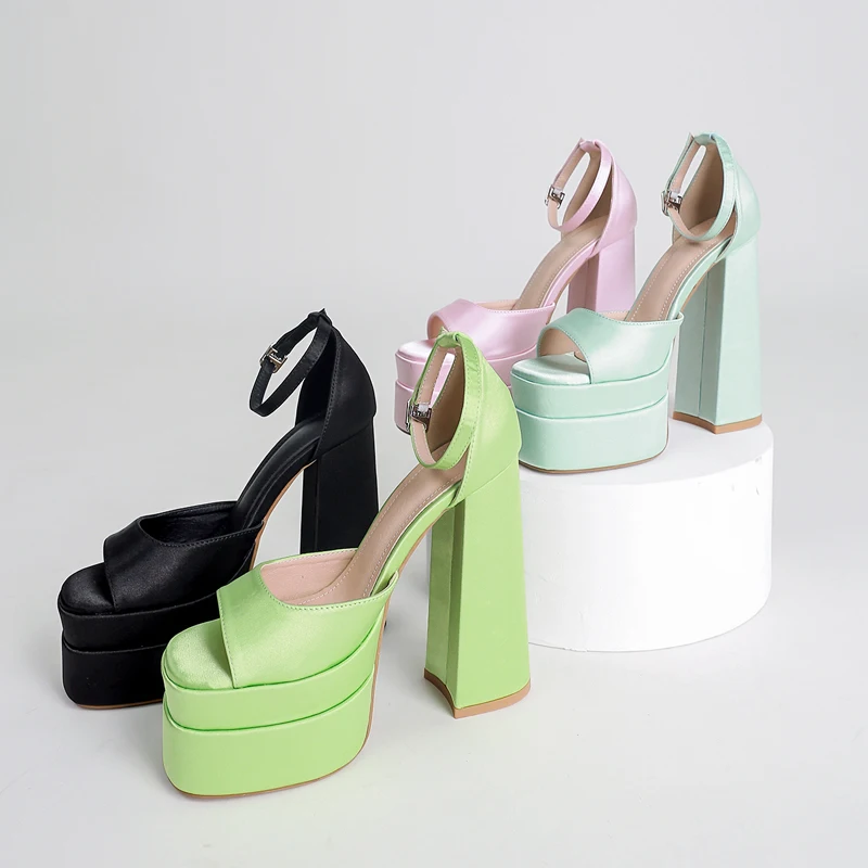 Sexy Lovers Online Celebrity Open Toe Satin Shoes 15cm Heel