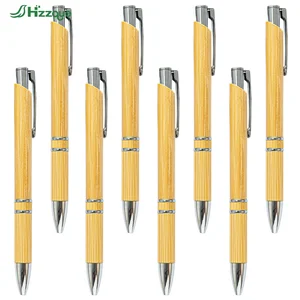 New Bamboo Material Sports Press Ballpoint Pen with Custom Logo for Business Advertising and Promotional Gifts