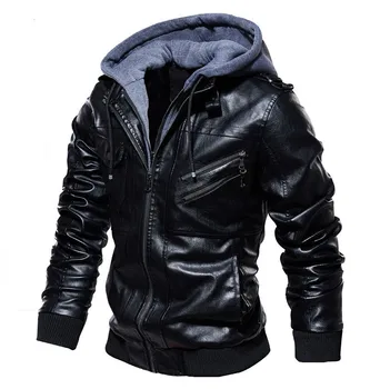 Spring & Autumn Men's PU Leather Jacket Plain Style, European & American Fashion, Large Size Trendy Outerwear