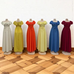 Wholesale New Summer Waist Casual Women's Ruffled Solid Color Short Sleeve Dress