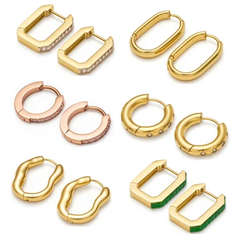 316L Stainless Steel Fashion Jewelry Luxury 18k Gold Plated Shell Earrings Ladies Geometric Surgical Steel Earrings for Women