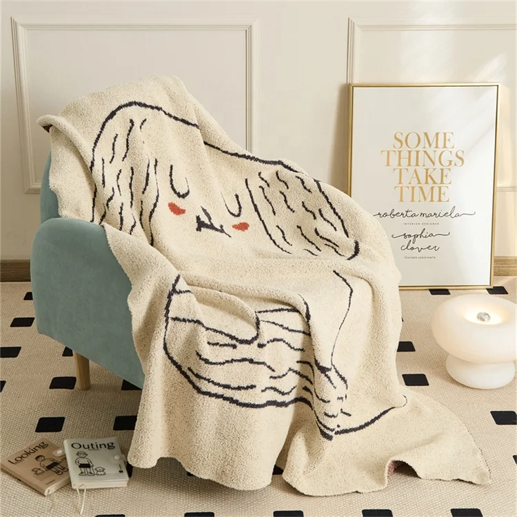 CEG New Design Soft Dog Cartoon Animal Pattern Polyester Knitted Throw Microfiber Blanket Winter Home manufacture