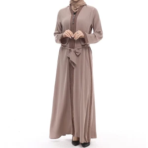 Custom Luxury Handmade Long Sleeve Muslim Abaya Casual Wear with Sequined Embroidery Unisex Plus Size for Dubai