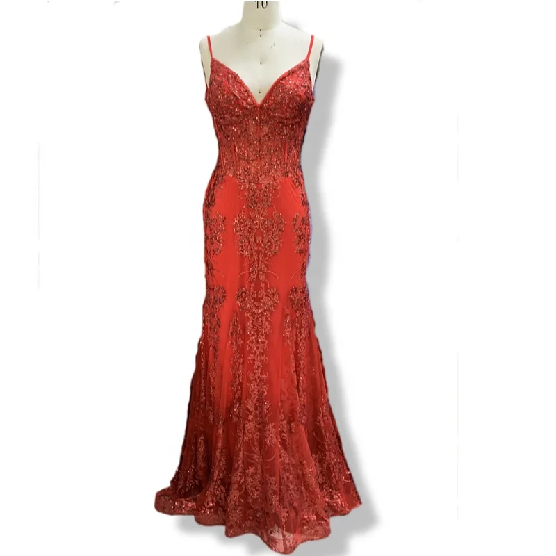 strapless open back dress Spaghetti Strap Long Formal Prom Dress by LaDivine OC007  The Dress Outlet
