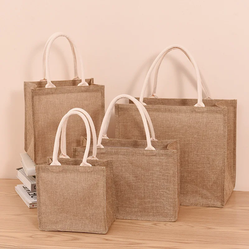 Shopping Bags Linen Bag Hand-painted Cotton Sacks Jute Portable Sacks Foldable Shopping Bag details