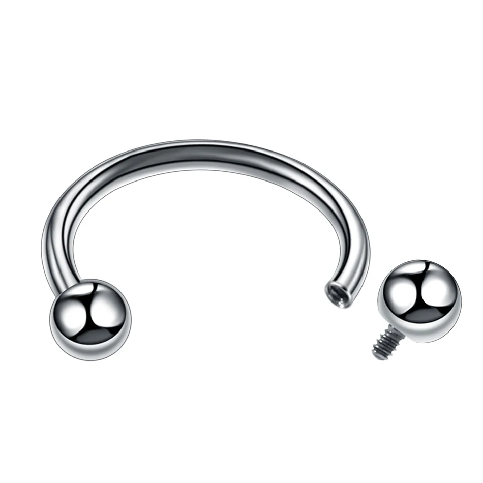 1Pc  Horseshoe Nose Ring Internal Thread Circular Septum Nose Hoop Ball Spike Eyebrow Ear Lip Piercing Body Jewelry