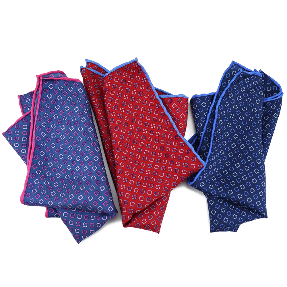 High Quality Multicolor Geometric Floral Pattern Pocket Square Mens
