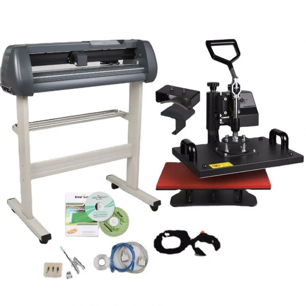 5 in 1 Digital Heat Press Transfer Machine and 34" Vinyl Cutting Plotter Machine With Artcut Software
