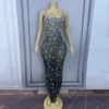 Black mesh with silver crystals