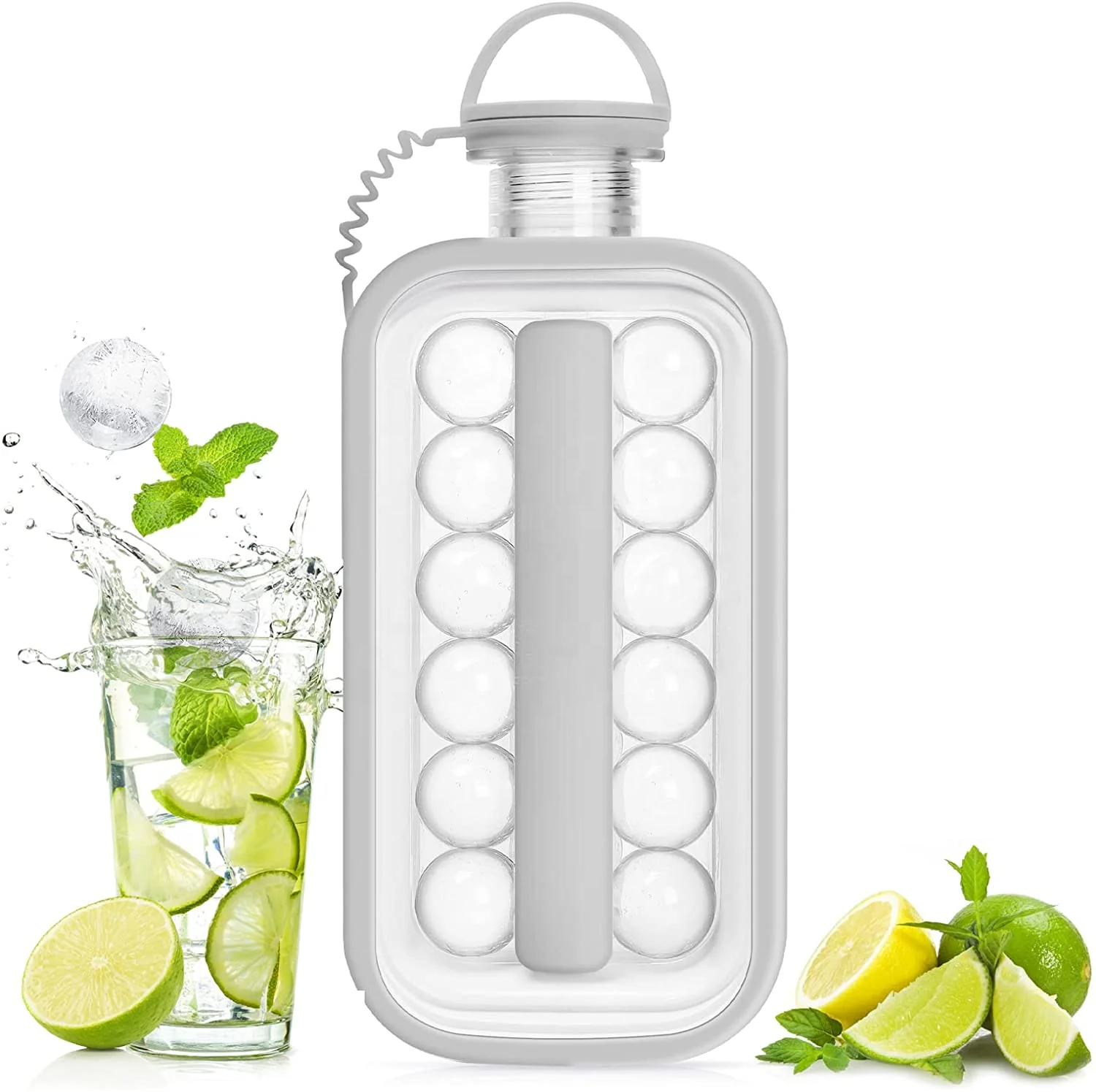 2 In 1 Portable Clear Ice Ball Maker Bottle Kettle Pop Ice Cube Molds