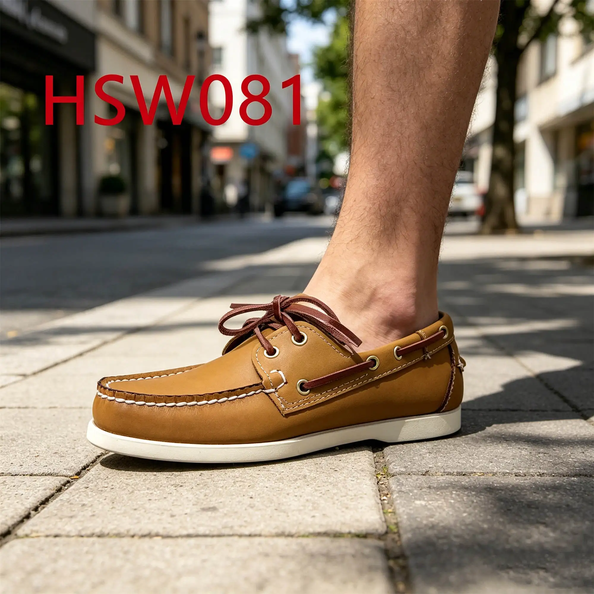 ZYF,hopping & Dating Full Natural Cow Leather Honey Color Boat Shoes Reduce Friction Hand Stitching Hua Singh Deck Shoes HSW081