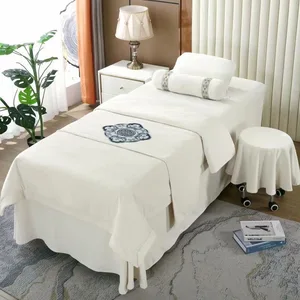 2026 Newest Style Hot Sale Fashion Beauty Salon Bedding Sets Simple Polyester 4pcs Sets Beauty Salon Massage Spa Therapy Bed She